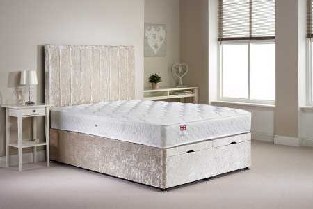 Double Barnshaw Foot End Opening Ottoman Bed shot with mattress