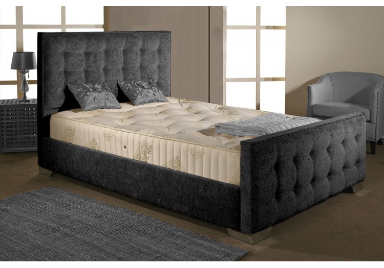Crushed Velvet Upholstered Bed- 2ft6 5ft 3ft 4ft6 4ft Available in 9 stylish colours! 4ft6 Double, TRUFFLE CRUSH 
