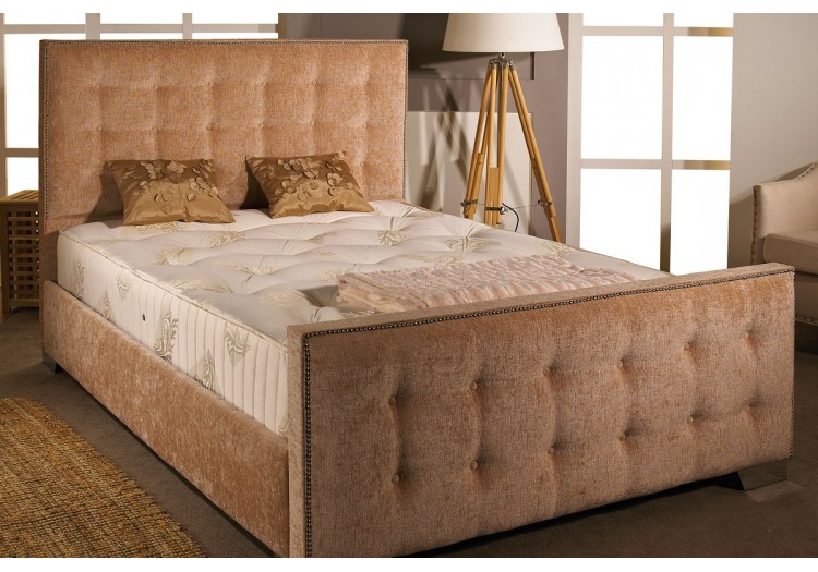 Crushed Velvet Upholstered Bed- 2ft6 5ft 3ft 4ft6 4ft Available in 9 stylish colours! 4ft6 Double, TRUFFLE CRUSH 