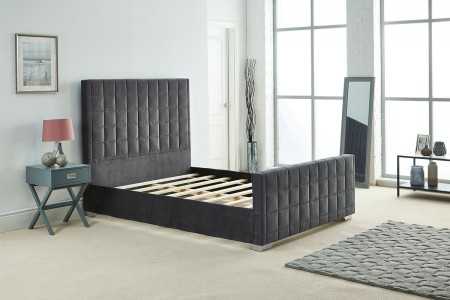 Quilted Design Upholstery Plush Velvet Bed Frame base