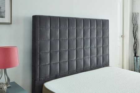 Quilted Design Upholstery Plush Velvet Bed Frame headboard detail