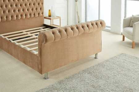 Tuscany Sleigh Plush Velvet Bed Frame foot detail