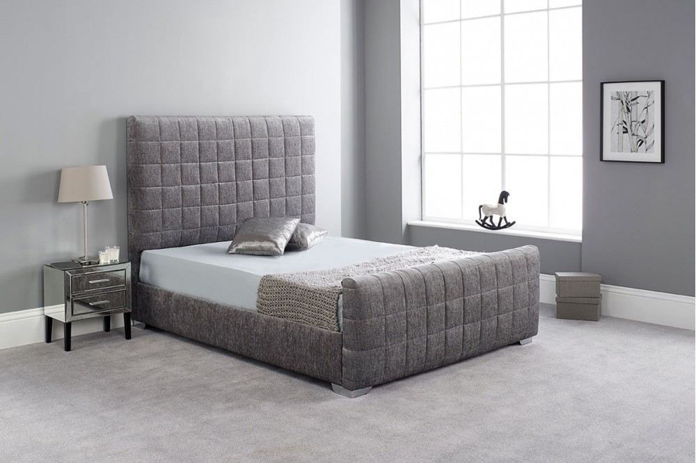 Hand crafted bed in grey