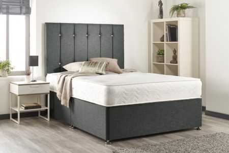 Double Snuggle Linen Fabric Memory Foam Divan Bed Set