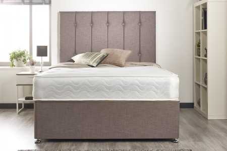 Snuggle Linen Fabric Memory Foam Divan Bed Set front Double