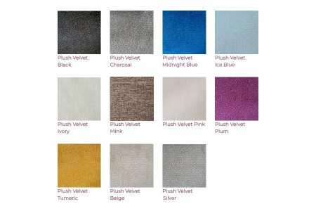 Plush Velvet Colour Chart - Next Divan