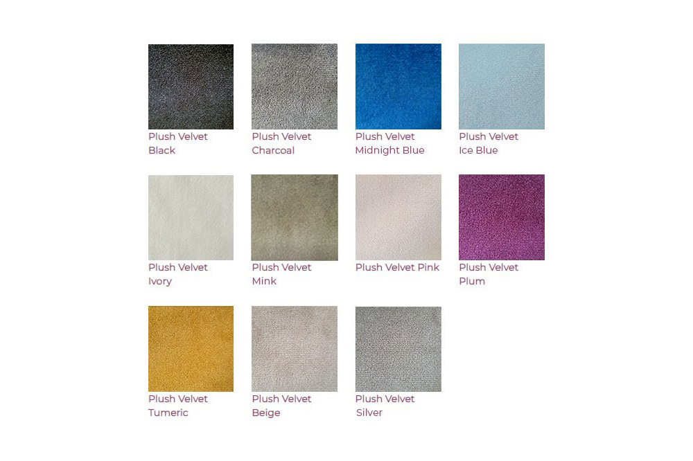 Plush Velvet Fabric Colour Chart - Next Divan