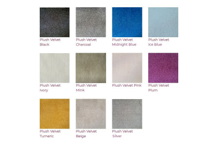 Plush Velvet Fabric Colour Chart - Next Divan