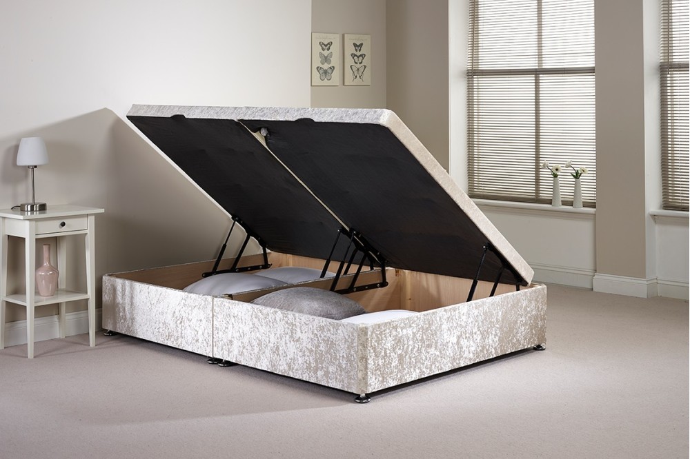 Single Millbank Side Opening Ottoman Bed Open Shot No Mattress