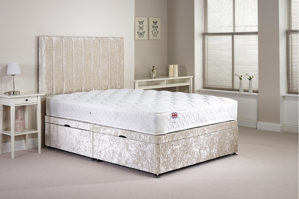 Small Double Harvard Side Opening Ottoman Bed closed with mattress example