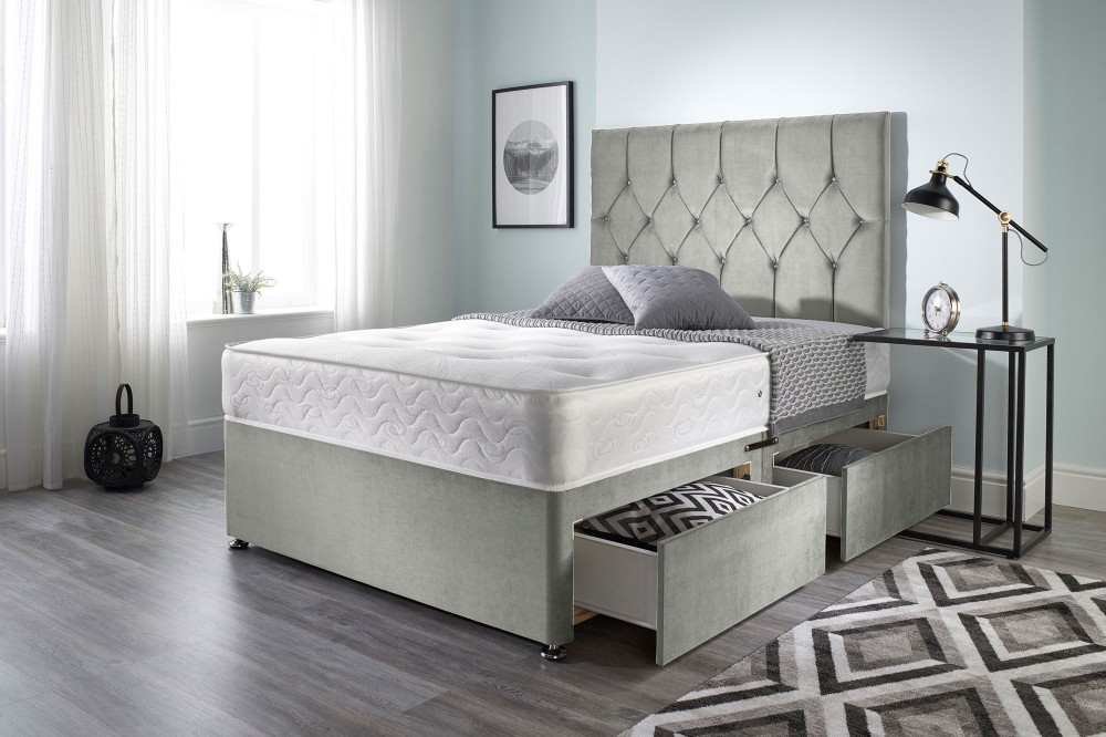 Ziggy Divan Bed with Bonnell Sprung Tufted Mattress