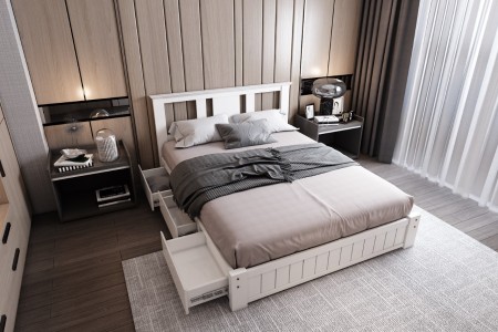Aurora bed | Solid Wood Shaker Bed|  Next Divan