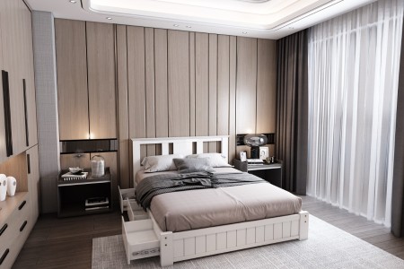 Aurora bed | Solid Wood Shaker Bed|  Next Divan