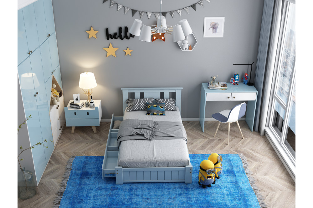 Aurora bed in Blue | Solid wood | Next Divan