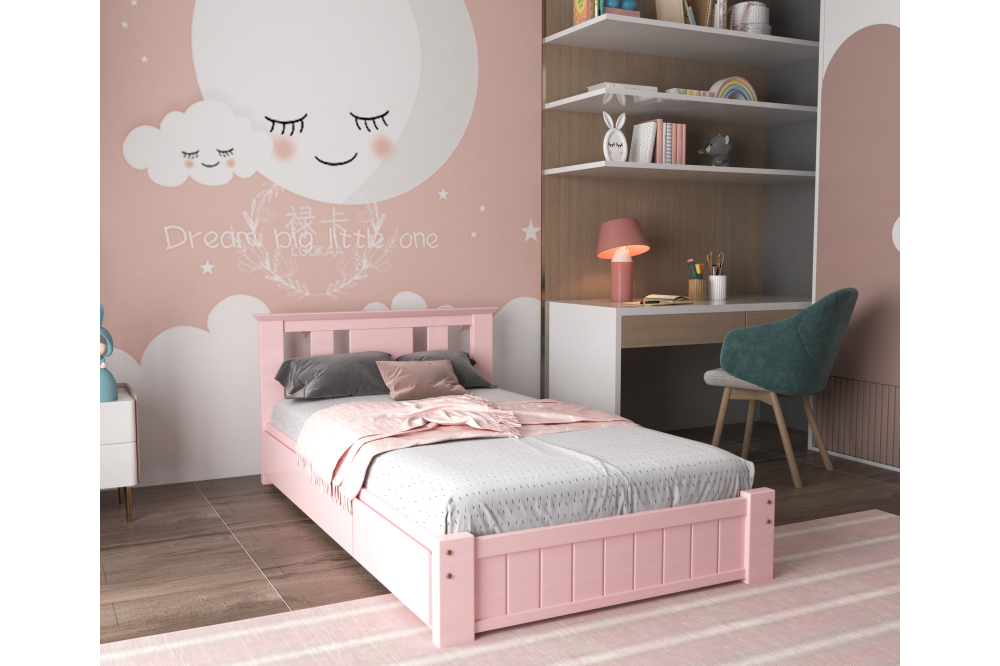 Pink Shaker Kids Storage Bed | Solid wood