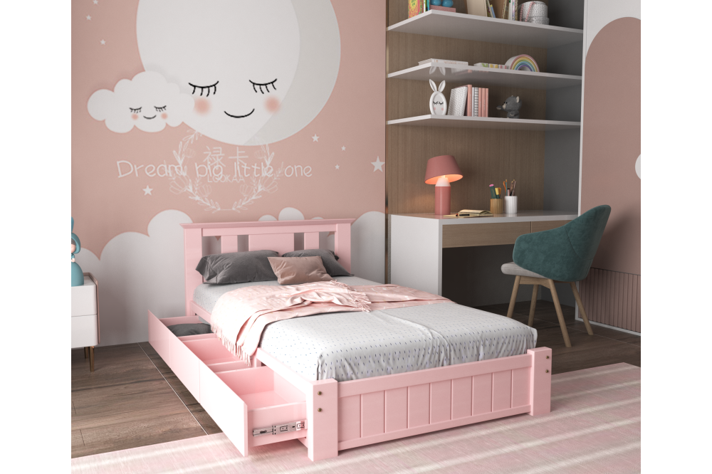 Aurora bed in Pink | Solid wood | Next Divan