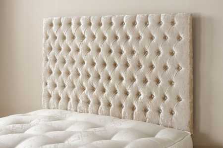 6000 Gold Pillow Top Pocket Sprung Cool Blue Divan Bed Set Headboard detail