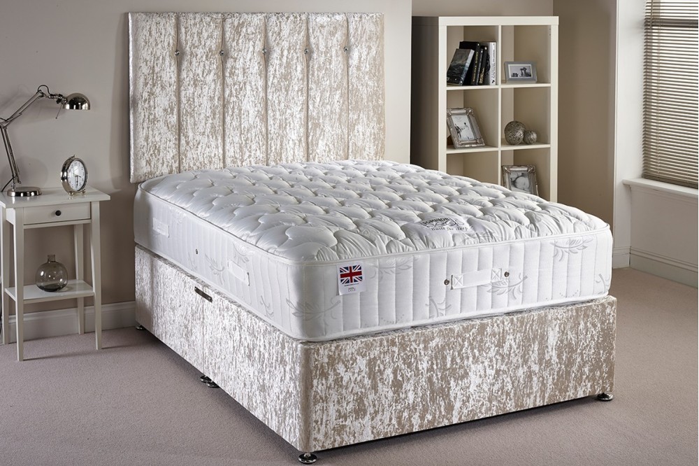 Quilted Ortho Support Divan Bed Set plush velvet