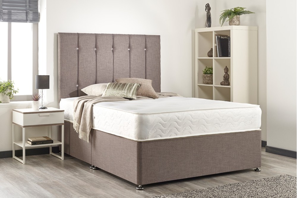 Snuggle Linen Fabric Memory Foam Divan Bed Set two