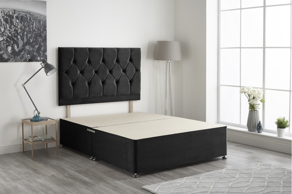 Ziggy Plush Fabric Divan Bed Base Black