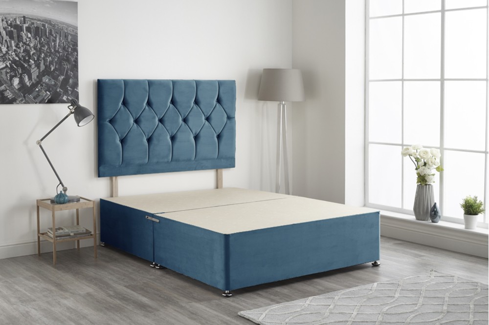 Ziggy Plush Fabric Divan Bed Base Blue