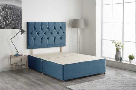 Ziggy Plush Fabric Divan Bed Base Blue