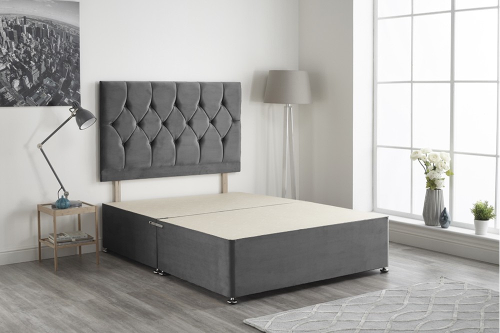 Ziggy Plush Fabric Divan Bed Base Grey