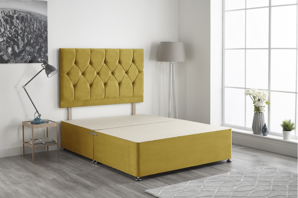 Ziggy Plush Fabric Divan Bed Base Mustard