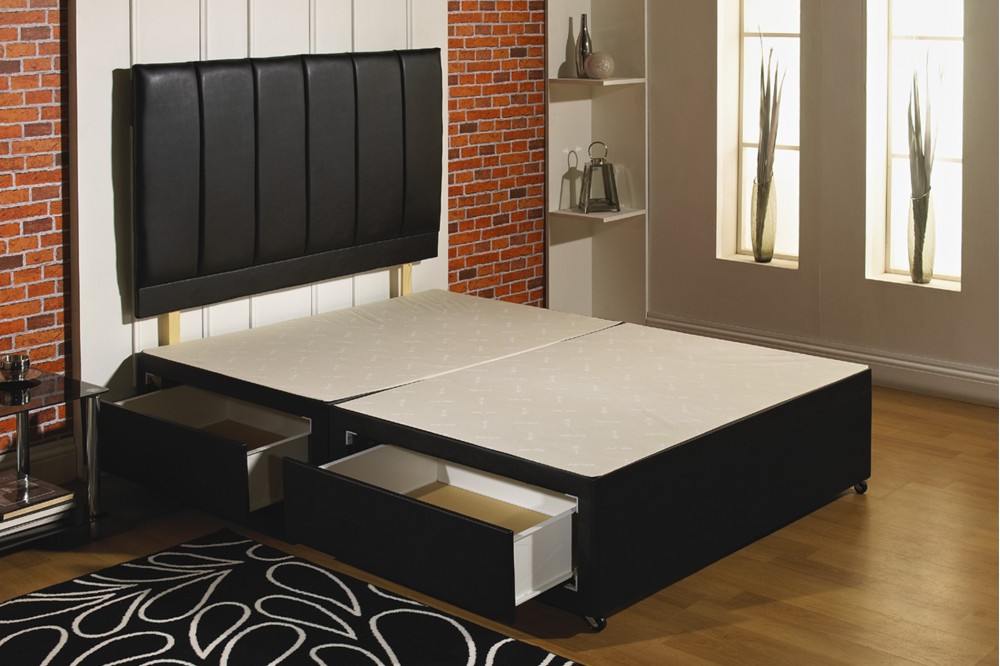 Black Leather Divan Bed Base main image