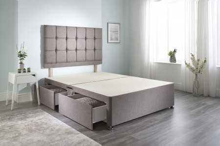 Linen Cubed Divan Bed Base Storage