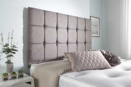 Linen Cubed Divan Bed Base Headboard
