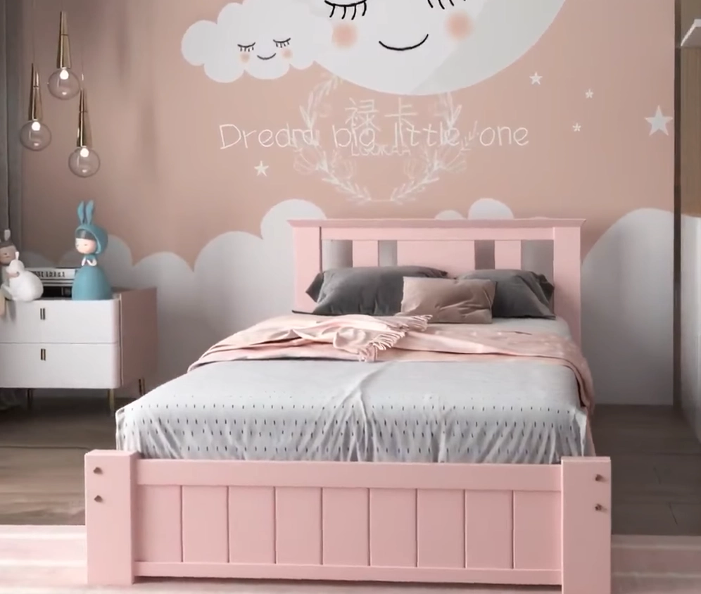 Aurora - Pink Shaker Kids Bed Frame With Storage Drawers