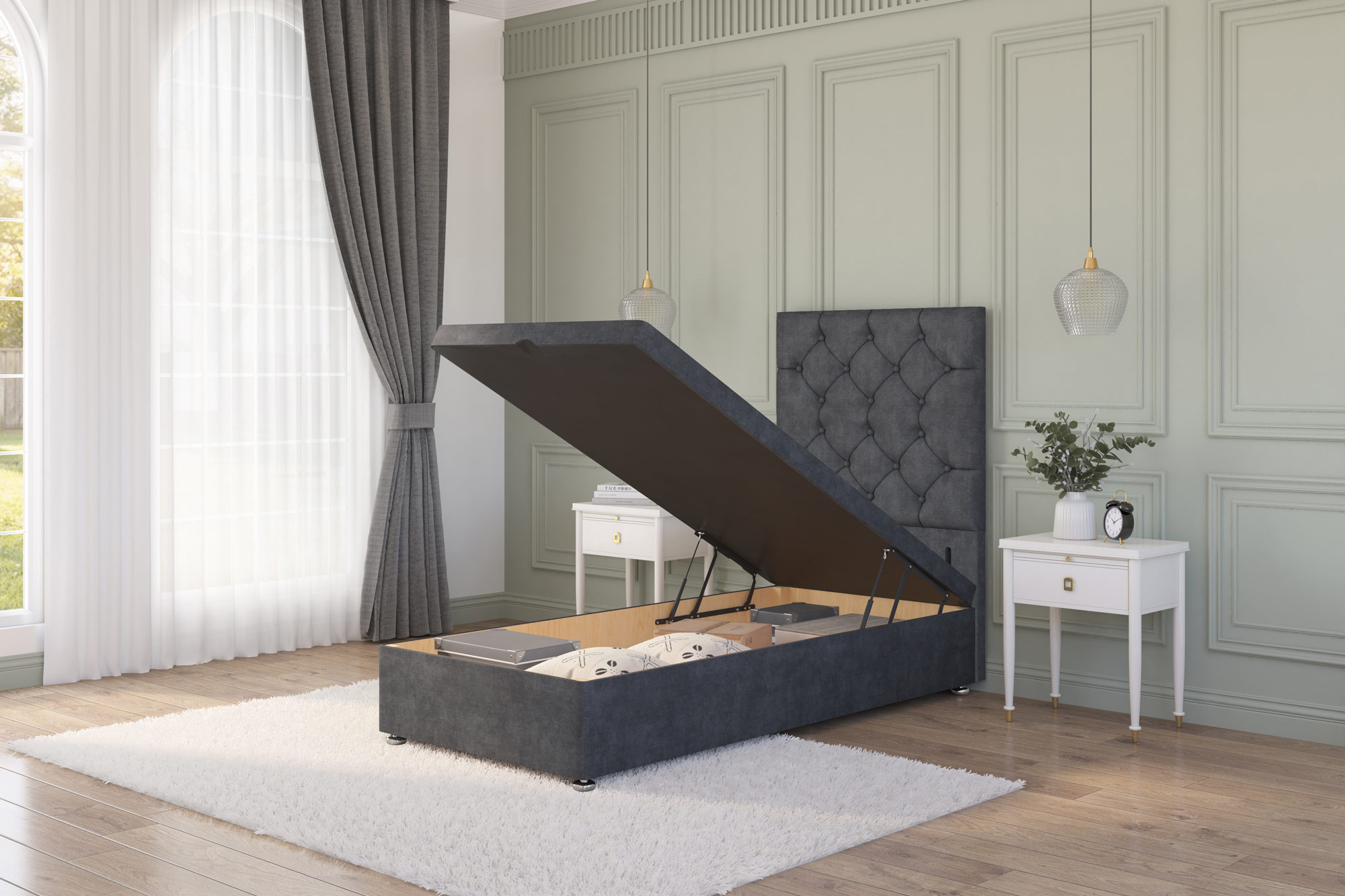 Premier Ottoman Bed | Side and Foot End Storage Beds |Next Divan 2