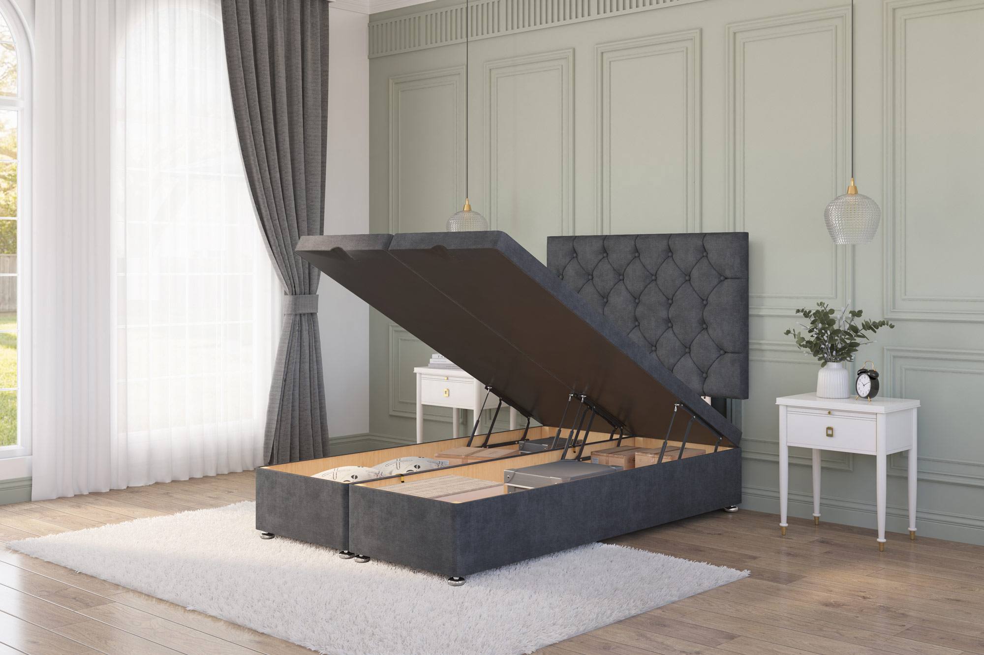 Premier Ottoman Bed | Side and Foot End Storage Beds |Next Divan