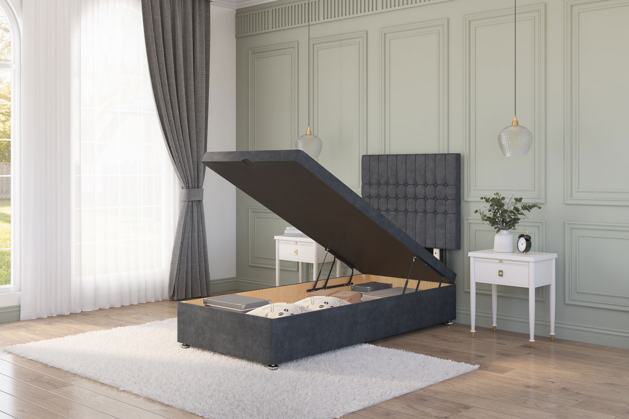 Galaxy Ottoman Bed | Side and Foot End Storage Beds |Next Divan