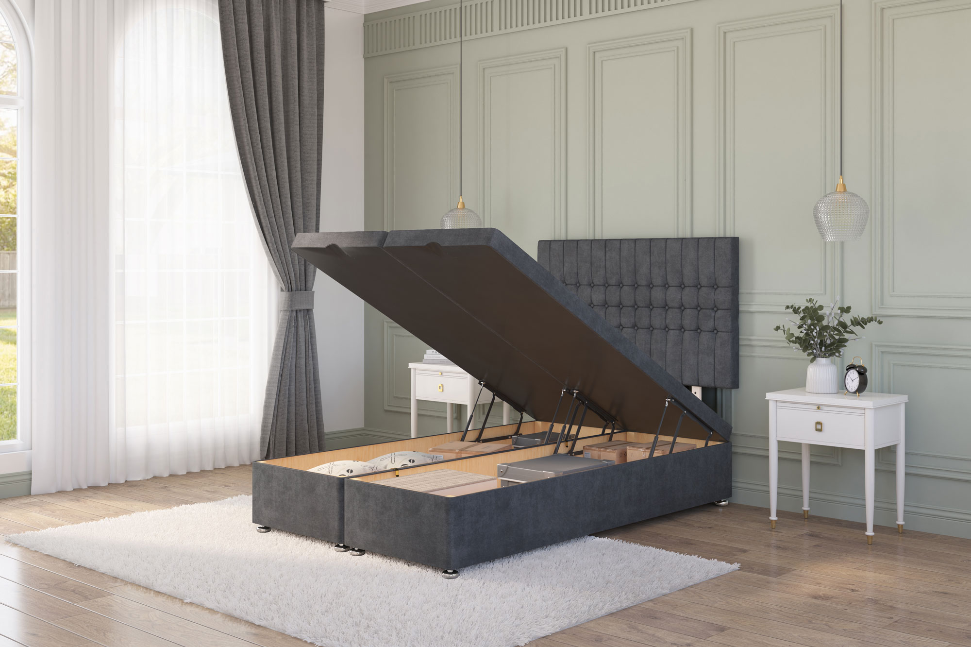 Galaxy Ottoman Bed | Side and Foot End Storage Beds |Next Divan