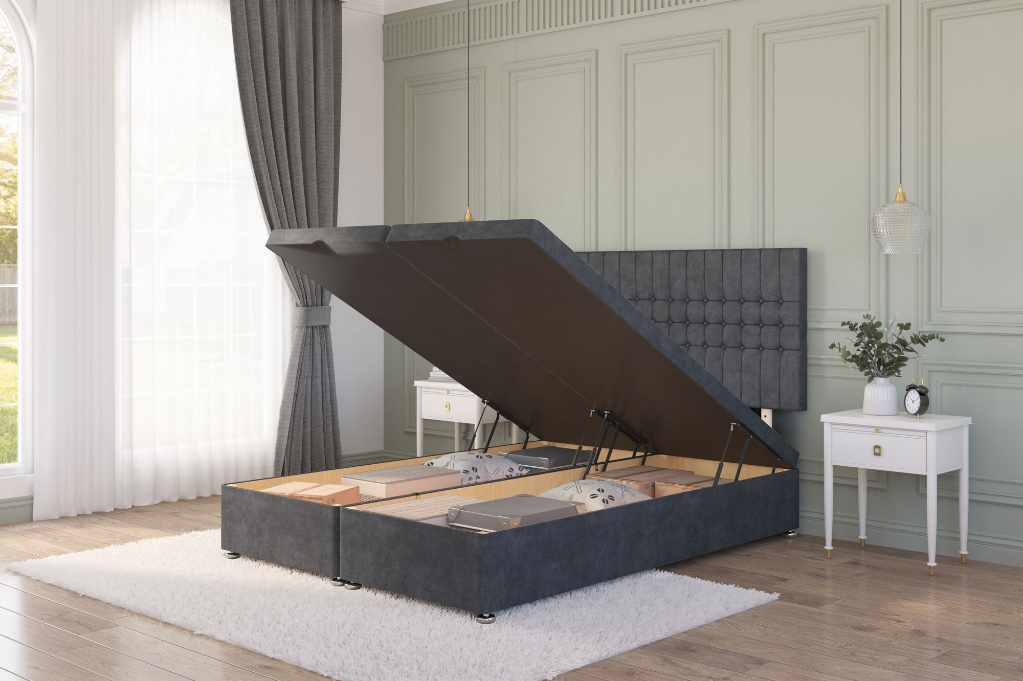 Galaxy Ottoman Bed | Side and Foot End Storage Beds |Next Divan