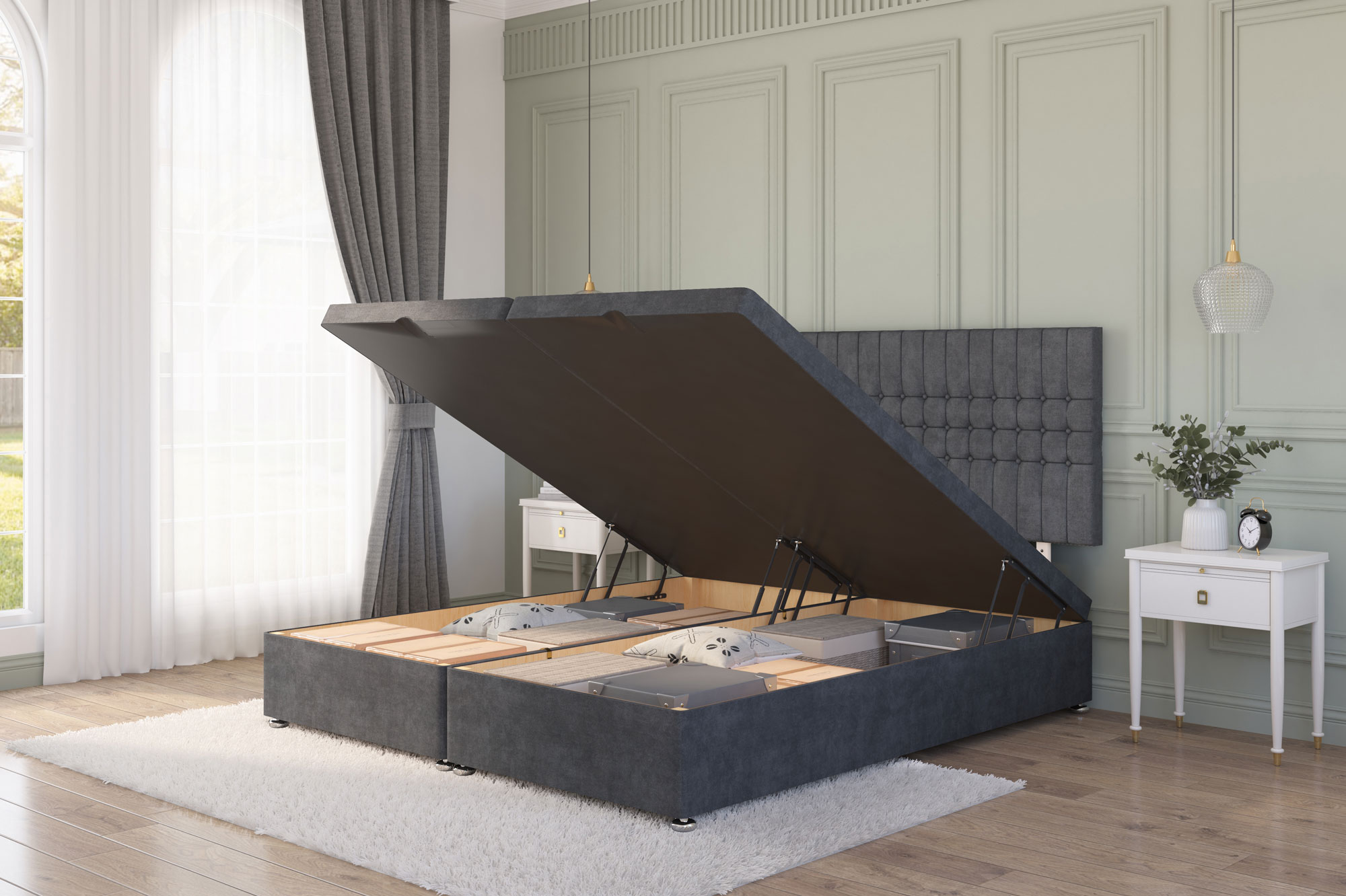 Galaxy Ottoman Bed | Side and Foot End Storage Beds |Next Divan